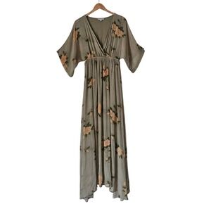 Baltic Born Kia Floral Maxi Dress Boho Cottagecore Sage Size S Modest Feminine